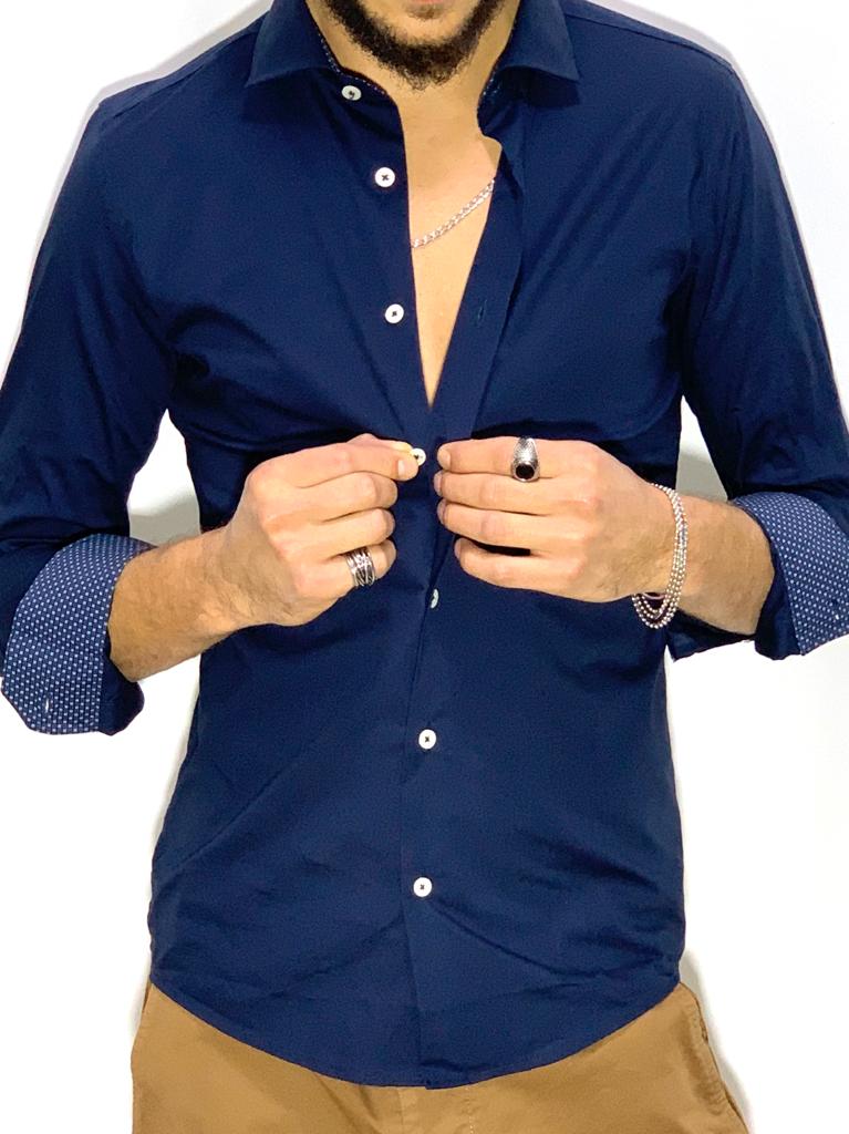 CAMICIA Slim fit blu NOTTE